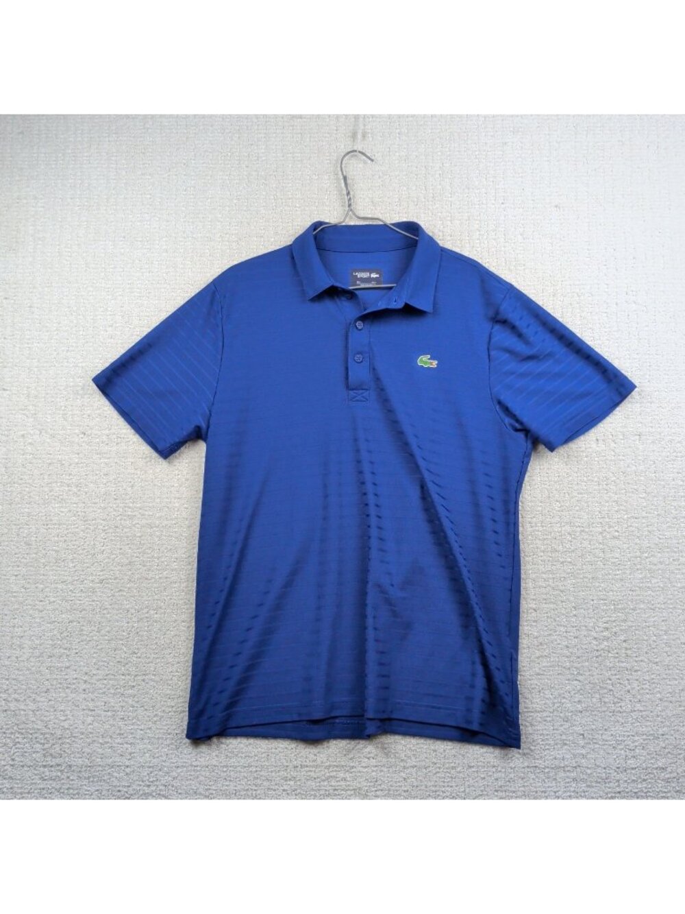 Lacoste Sport Polo Shirt Tennis Golf Performance Mens 6 / XL Stripes Blue Preppy